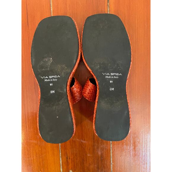 Via Spiga Made in Italy Orange Snakeskin Platform Wedge Sandals Size 8M Y2K - Picture 3 of 7